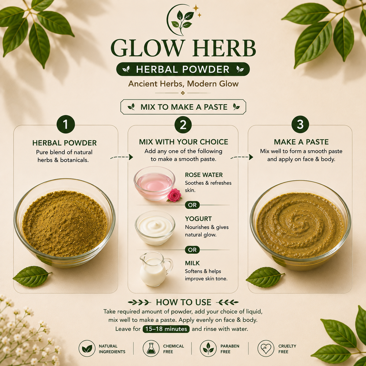 Herbal Powder (Acne + Tanning Remover) + Whitening soap (Chemical-Free Formula)