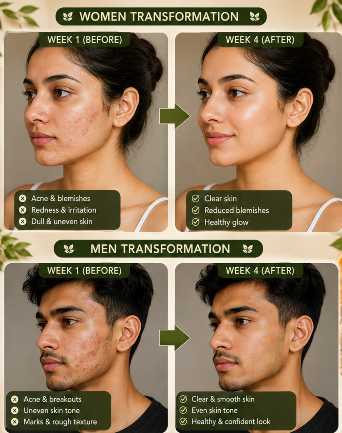 Herbal Powder (Acne + Tanning Remover) + Whitening soap (Chemical-Free Formula)
