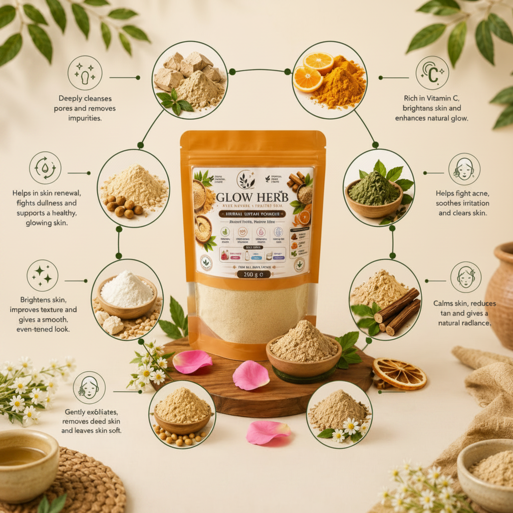 Herbal Powder (Acne + Tanning Remover) + Whitening soap (Chemical-Free Formula)